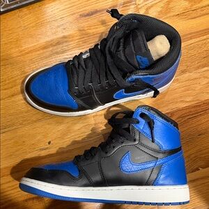 Jordan 1’s Black and Blue High-Top Sneakers